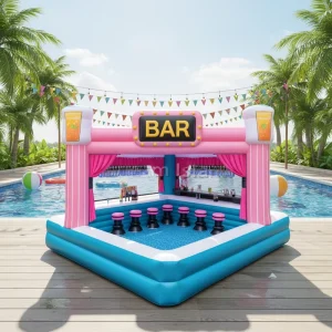 Bar galleggiante gonfiabile per piscina con piscina per adulti e bambini, punto gioco per feste