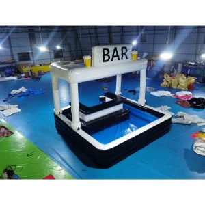 Bar inflable flotante para piscina en el jardín con bar inflable para fiestas en el jardín