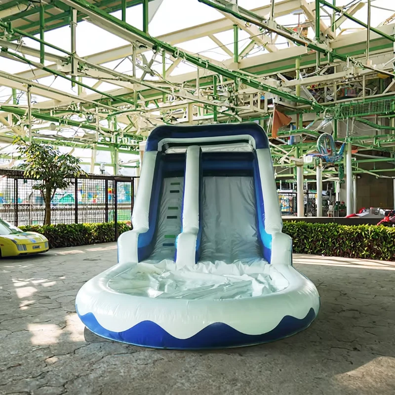 Castillos Inflables para Jardín, Gran Tobogán Inflable Azul con Piscina