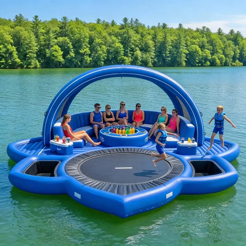 PVC Drijvende Pub Huis Waterbed Inflatable Water Pool Bar Set voor Volwassenen Water Speelgoed