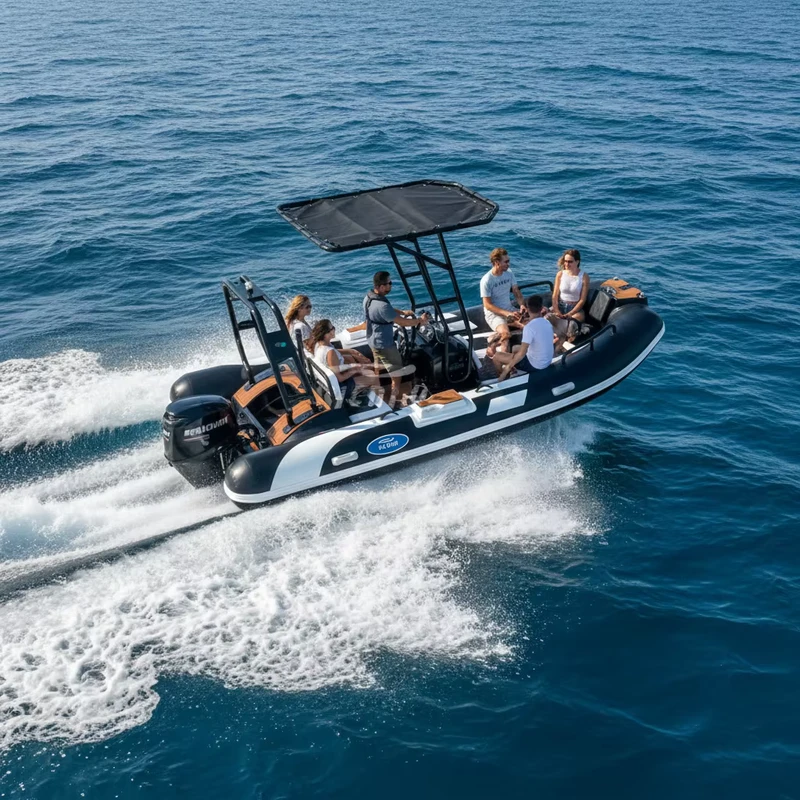 Barco de Alumínio de 14 Pés, RIB420 Semi-Rígido em PVC Hypalon Orca para Pesca Inflável