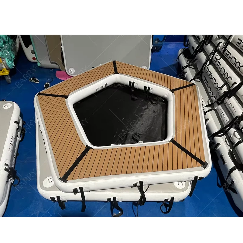 Barry Factory Inflatable Island with Cup Holder Sunpad Pool Float Swim Floating Inflatable Water Hammock