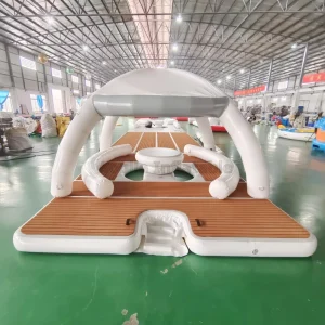 Beach Bar Bana Commercial Inflatable Floating Dock Platform With Tent for Summer Recreation Aqua Party Bana