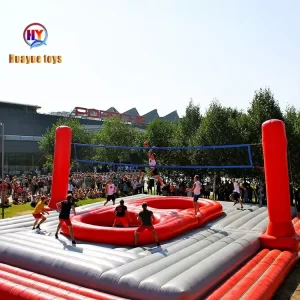 Beach Sports Equipment Inflatable Volleyball Court With Trampoline for Adults