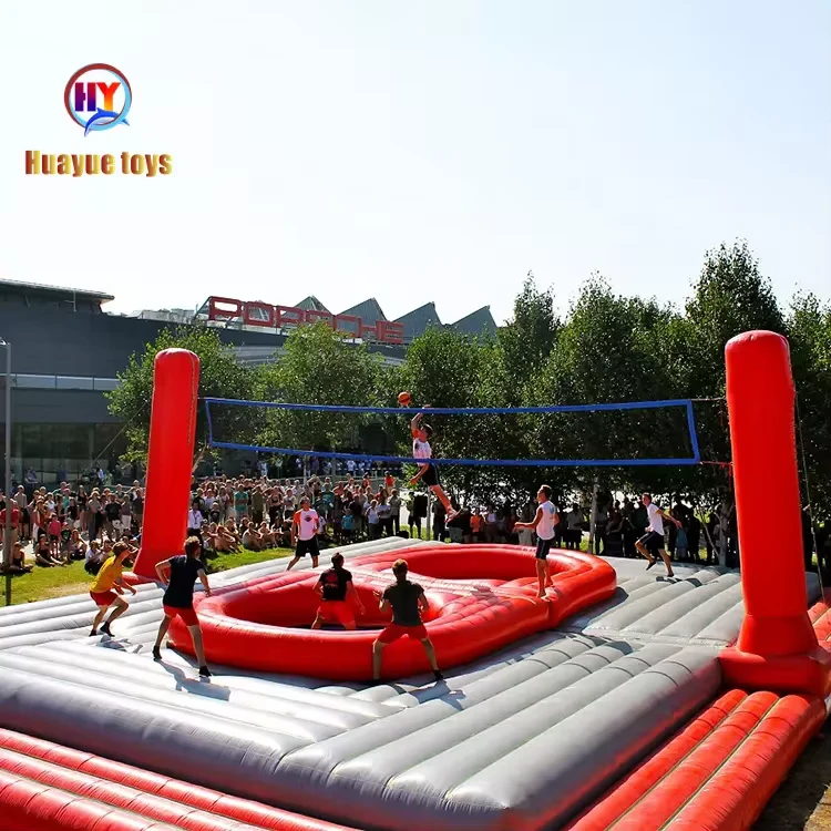 อุปกรณ์กีฬาชายหาด สนามวอลเลย์บอลพองน้ำพร้อม trampoline สำหรับผู้ใหญ่