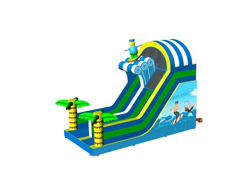 Toboggan Gonflable de Plage avec Palmier Thème Surfing