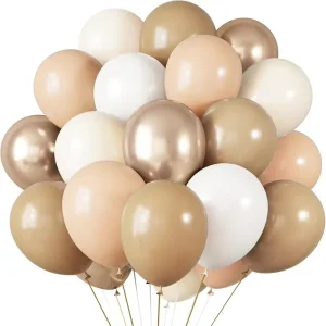 Set Balon Lateks Glossy 60-Piece Warna Champagne Beige Desain Bohemian untuk Ulang Tahun, Pesta Bayi, dan Pengantin
