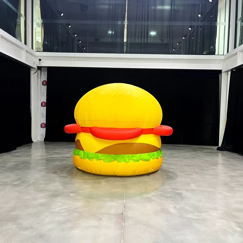 Hamburger Inflatable Raksasa Kustom Model Makanan Inflatable Dengan Harga Pabrik untuk Iklan Toko Burger