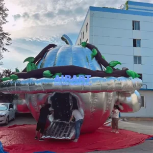 Bespoke Size Giant Inflatable Metallic Silver Pumpkin Tent Bespoke Inflatable Pumpkin Shelter for Commercial Event Decoration