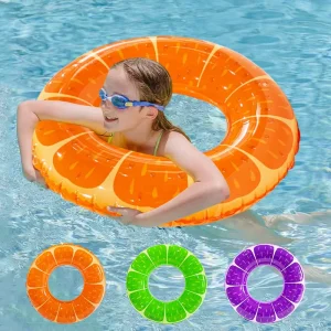 Best Selling Customized PVC Inflatable Fruit Swimming Ring Tube Pool Float Water Toy Orange Water Ring for Adults