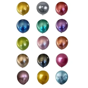 Big 18 Inch Chrome Metallic Color Inflatable Helium Air Decorative Happy Birthday Party Decoration Event Latex Balloon