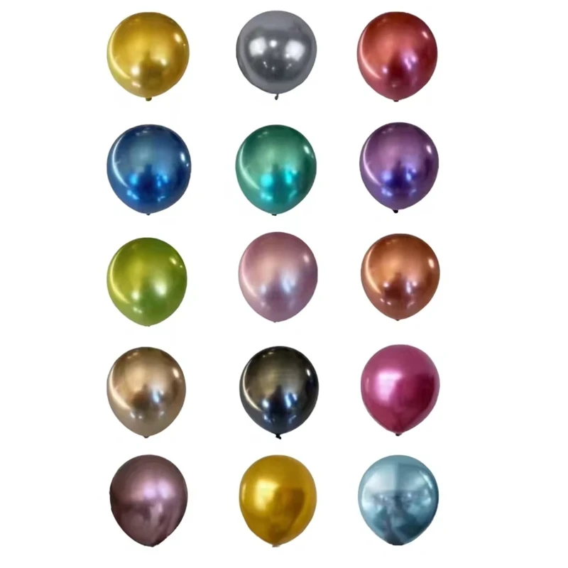 Big 18 Inch Chrome Metallic Color Inflatable Helium Air Decorative Happy Birthday Party Decoration Event Latex Balloon
