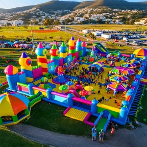 Big Bounce Inflatable Bouncer, Kastil Lompat, Rumah Lompat Terbesar di Dunia, Taman Trampolin Raksasa Fantasi Laut