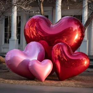 Grande Pallone a Specchio a Forma di Cuore Gonfiabile Metallico Lucido Sfera Galleggiante PVC Decorazione per Eventi e Matrimoni
