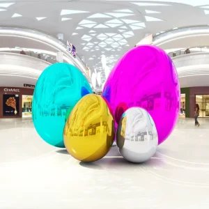 Big Inflatable Mirror Easter Eggs Metallic Disco Balloon Shiny PVC Floating Sphere Giant Party Wedding Event Decoration OEM