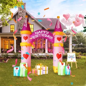 Birthday Arch Birthday Party Outdoor Inflatable Decoration With LED Lights Birthday Inflatable Decoration for Garden