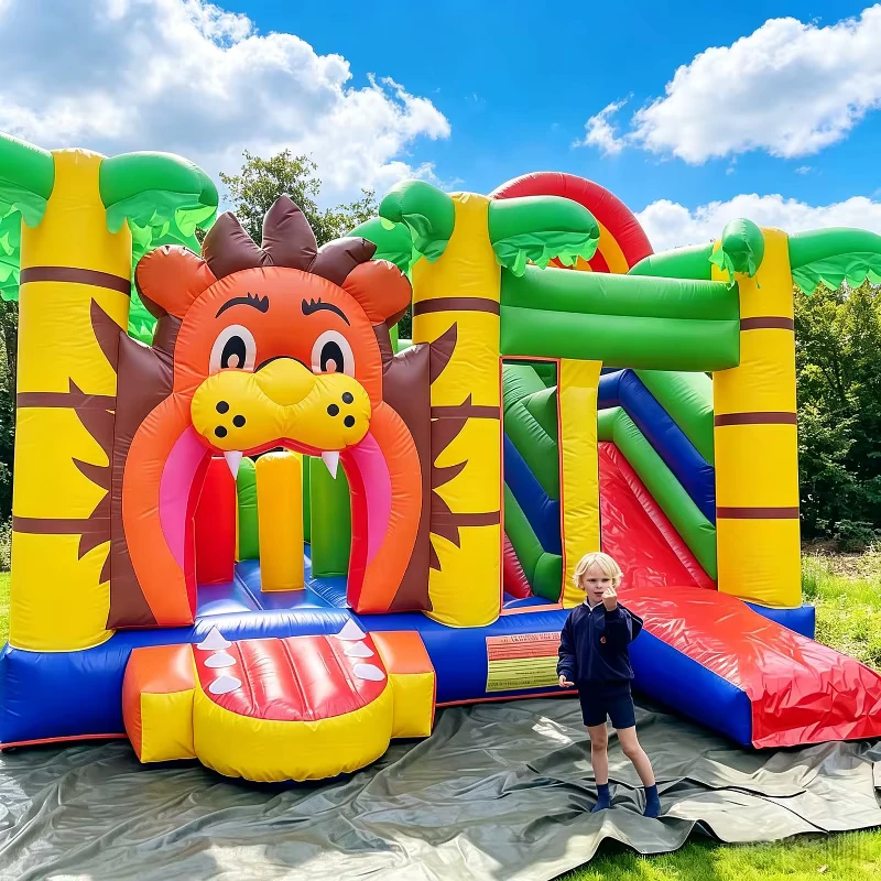 Birthday Party Inflatable Bounce House Trampoline Combo Indoor Kids Amusement Equipment Animal Themed air Castle with Dry Slide