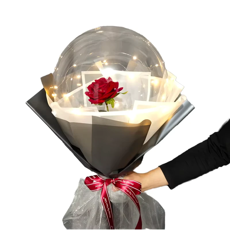 Birthday Party Round Shape Transparent Air Balloon Rose Flower Bobo Balloon