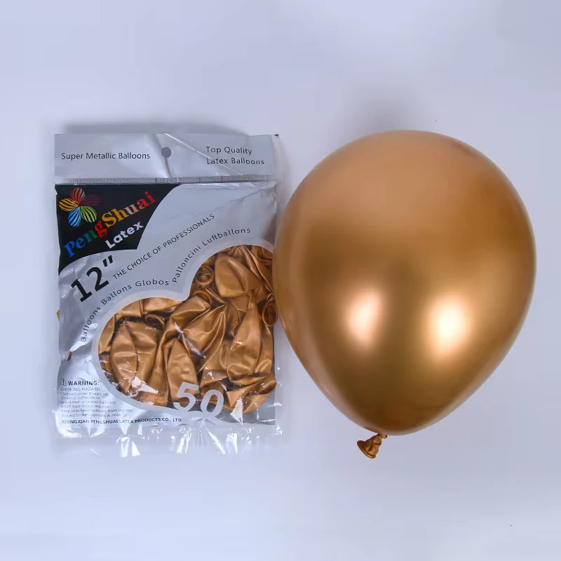 Принадлежности для дня рождения, латексные металлические хромированные шары 12 дюймов золотого цвета