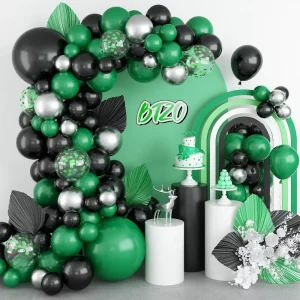 Black Green Gold Brown Latex Balloon Garland Arch Kit with Confetti for Birthdays Weddings Bridal Shower Graduation Party Decor