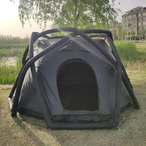 Black Waterproof Outdoor Inflatable Tent UV Resistant PVC Rainproof Four-season Quick Automatic Opening for 3-4 People LED Lamp