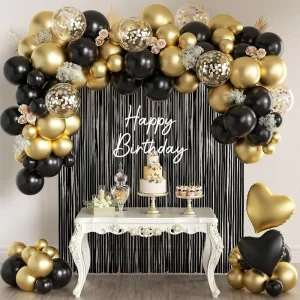 Zwarte en Gouden Ballon Guirlande Boog Kit Ballonnen Verjaardagsfeest Ballonnen voor DIY Feest Achtergrond