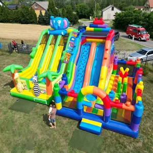 Block Slide Chateau Gonflable Castillos Inflables Dmuchany Zamek Hupfburg PVC Bounce House with Slide and Small Obstacle Courses