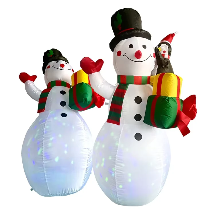 Blow up Commercial White Snowman Inflatable Christmas Snowman Outdoor Decorations With LED Lightfor Kids Christmas Celebration
