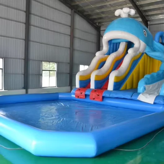 Blue Color Inflatable Water Slide for Adults Inflatables Toboggan Inflatable Water Slide Pool Popsicle Slide Commercial