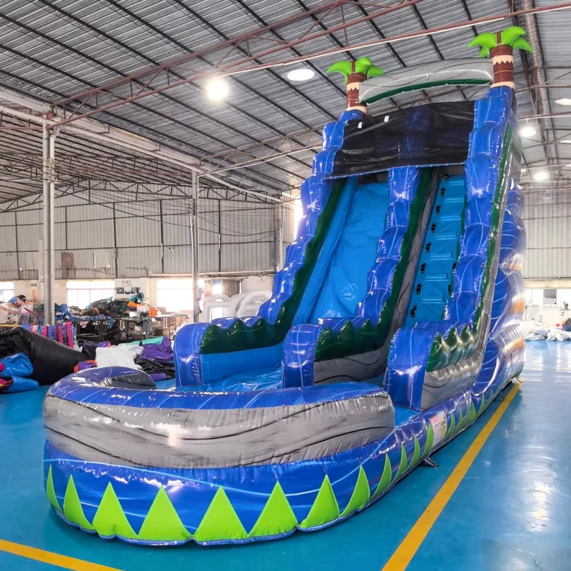 Escorrega Inflável Gigante Comercial Azul para Adultos - Lona de PVC com Capacidade de 500kg - Logotipo Personalizado - Fábrica Inflável da China
