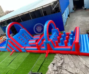 Blue Commercial Inflatable Obstacle Course Sport Playground with Obstacle