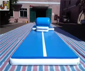 Blue Inflatable Air Tumbling Track, Inflatable Gym Balance Mat and Air Floor