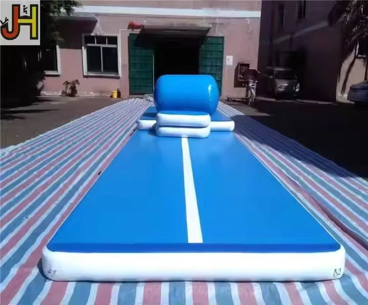 Blauer aufblasbarer Luft-Tumbling-Track, aufblasbare Gymnastik-Balance-Matte und Luftboden