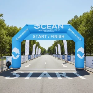 Blue Inflatable Start Finish Arch for Marathon Racing Event Inflatable Bow for Bicycle Racing
