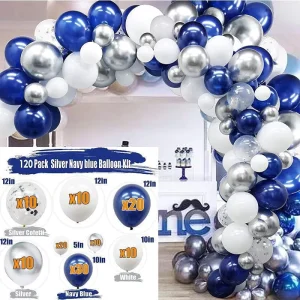 Blue Metallic Latex Balloon Happy Birthday Theme Air Inflation Balloon Accessories Party Decoration Supplies