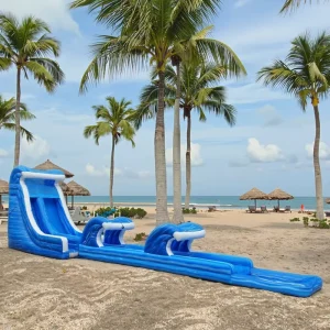 Blue Ocean Theme Inflatable Water Slide Double Trippo Slide Inflatable Dry and Wet Slide for Outdoor
