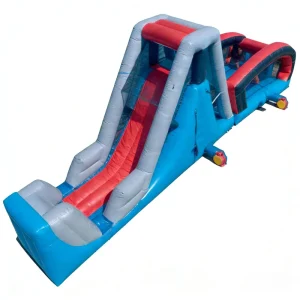 Blue Red Straight Run Inflatable PVC Eco Friendly Obstacle Course Water Slide Tunnel Kids Summer Adventure Play Equipment