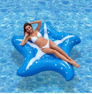 Float Inflatable Blue Star Terbuat dari PVC Tahan Lama Dapat Disesuaikan dengan Logo Sempurna untuk Aktivitas Air Selama Liburan