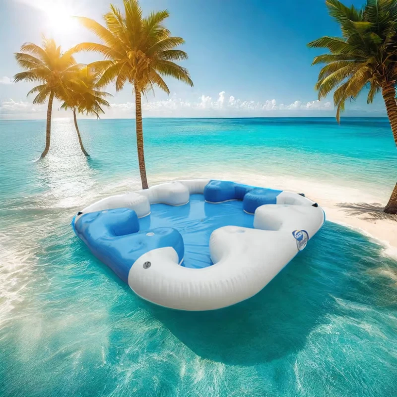 Pulau Inflatable Mengapung Air Biru untuk 6 Orang