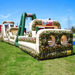Boot Camp Challenge Obstacle Course Outdoor Xtreme Game Radical Rush Assault Course Bounce House Camouflage Inflatable Obstacles