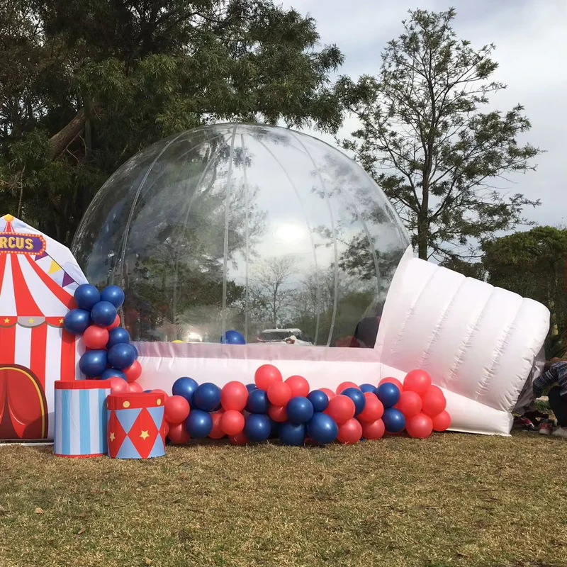 Tenda Igloo Gonfiabile Bubble Bounce con Scivolo e Tunnel Gonfiabile per Bambini