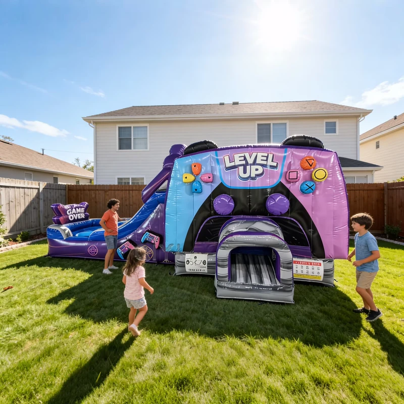 Soplador de Casa de Rebote Morado Castillo Inflable para Adultos
