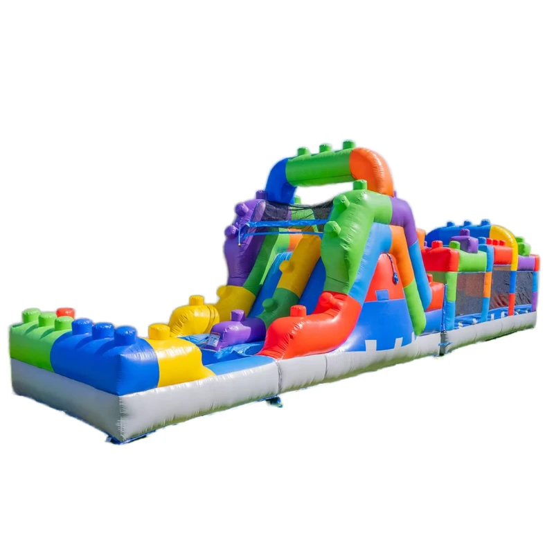 Parcours d'obstacles gonflable Bounce avec toboggan, PVC de qualité commerciale, installation facile, défi en arrière-cour, jeu en extérieur