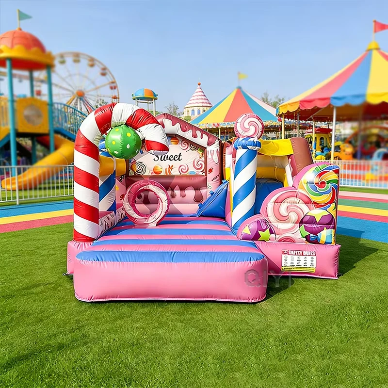 Bouncing Castle Inflatable Outdoor Bounce House with Slide Candy Jumping Castle for Kids