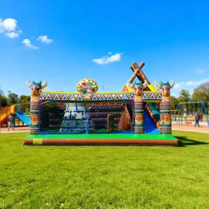 Hüpfburg Aufblasbares Outdoor-Hüpfhaus, Aufblasbarer Bouncer, Hindernisbahn, Hüpfburg mit Rutsche für Kinder
