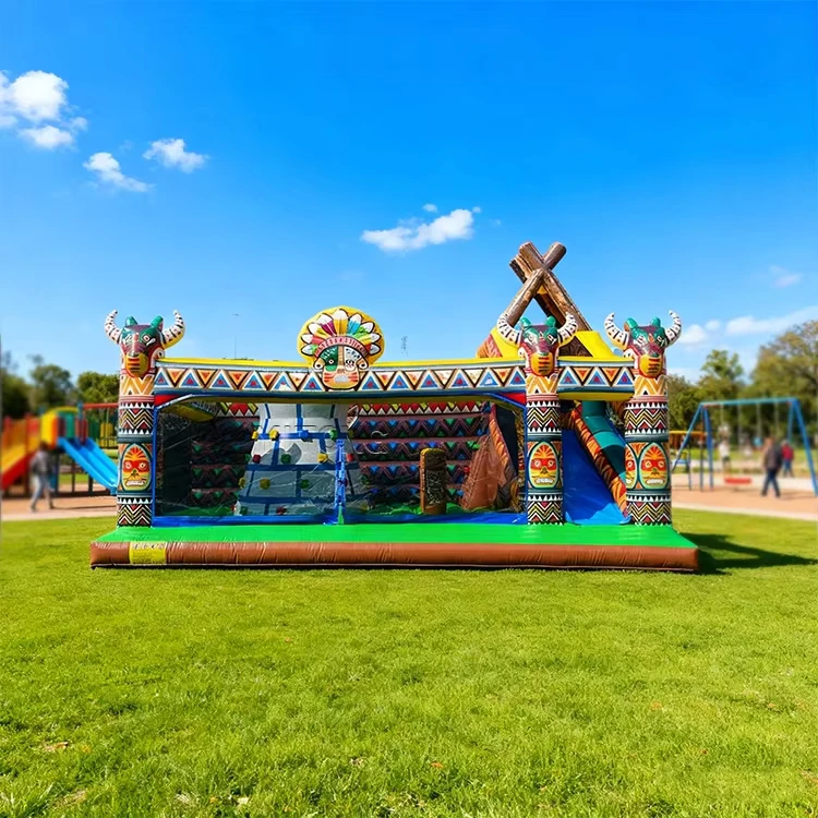 Castillo Inflable Casa de Salto Inflable al Aire Libre Curso de Obstáculos Castillo Saltar con Tobogán para Niños