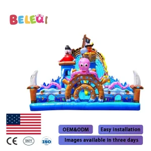 Bouncy Castle in the Shape of a Small Boat Inflatable Trampoline with Slide PVC Material Solid Thickening Inflatable