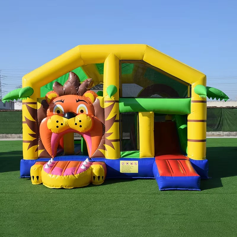 Bouncy Inflatable Castle Bounce Jumping House Bouncer Cartoon Lion Combo Large Kids Inflatable House with Slide for Children