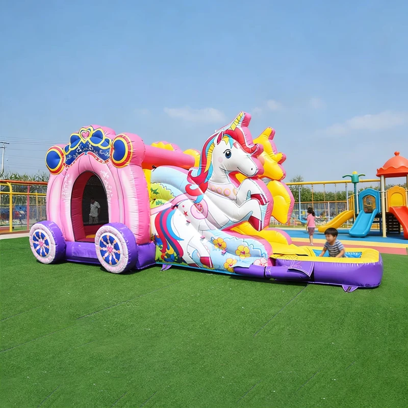 Castello Gonfiabile con Scivolo Personalizzato, Bouncer Principessa in PVC, Casa Gonfiabile per Feste di Bambini