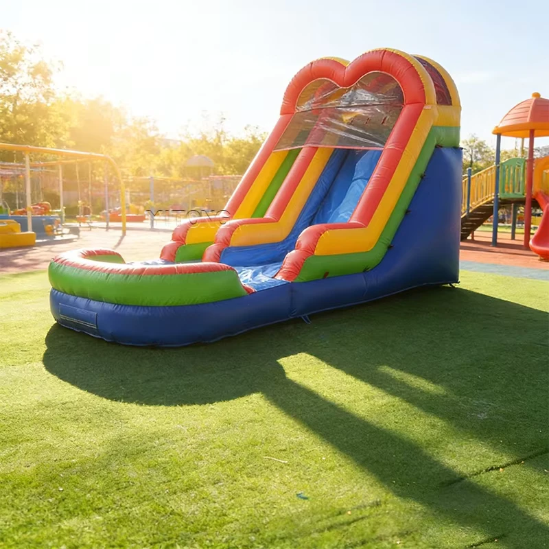 Toboggan aquatique gonflable arc-en-ciel, toboggan aquatique gonflable pour adultes